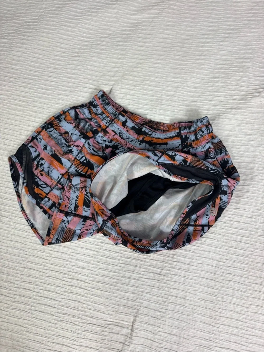 lululemon athletica Striped Athletic Shorts in Pink, Orange & Black